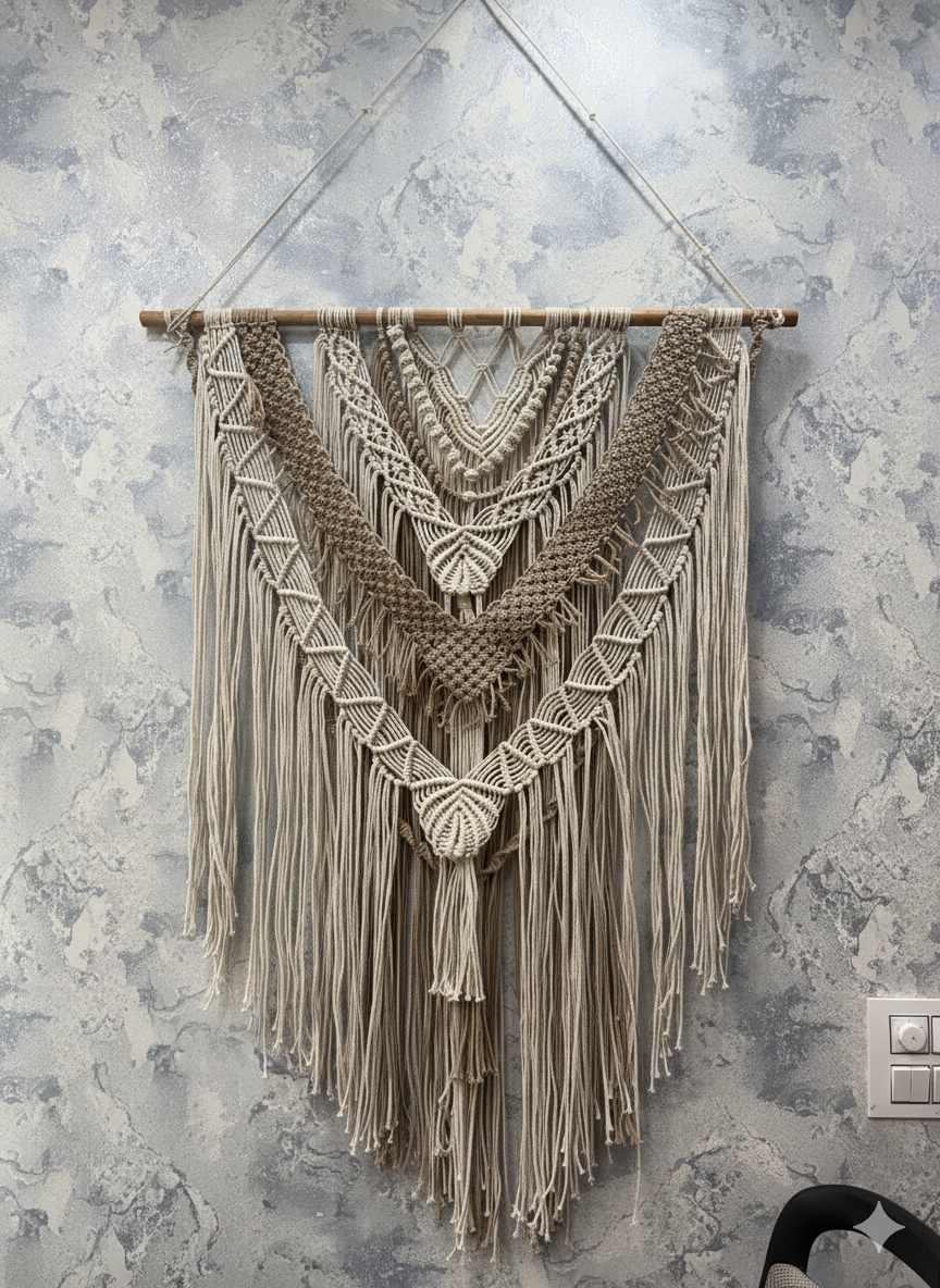 Beige & White Wall Hanging – 3 Feet Wide