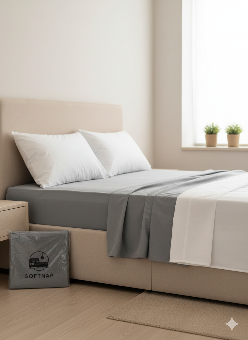 Solid Grey Fitted Bedsheet