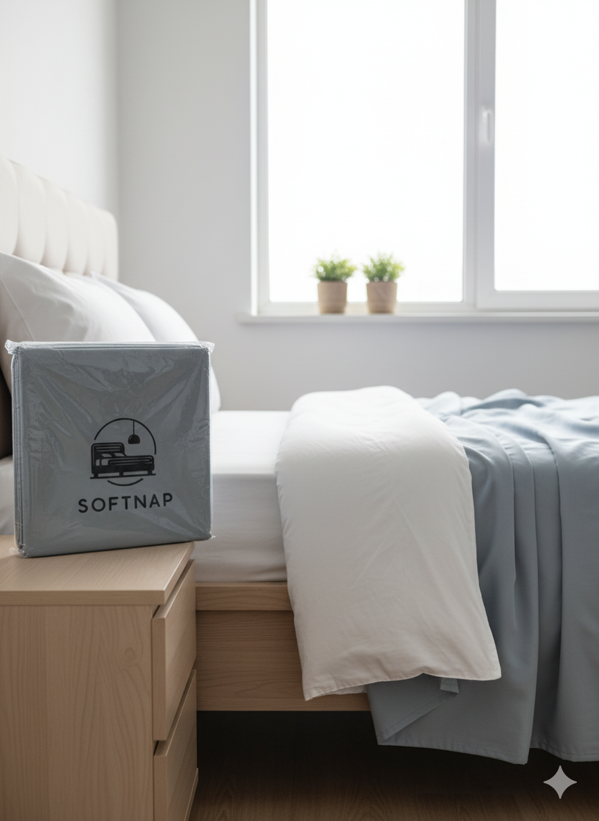 Solid Sky Blue Fitted Bedsheet