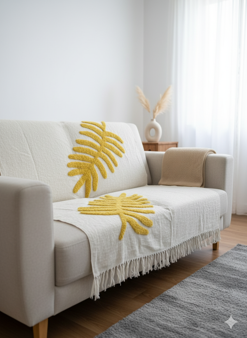 Leaf Tufted Sofa Throw
