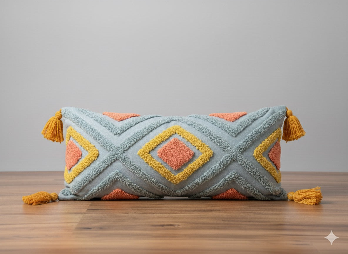 Grey Orange Lumbar Cushion