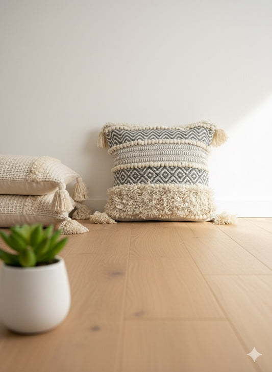 Grey Boho Cushion Cover