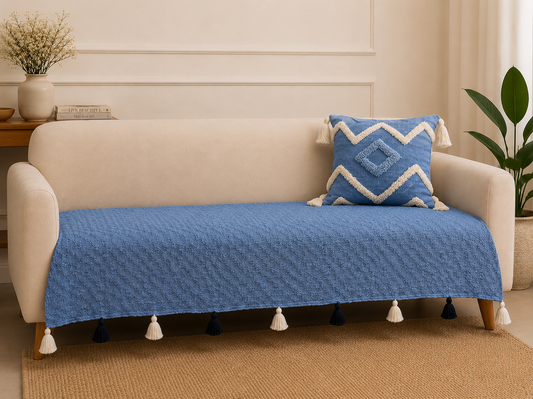 Ocean Mist Tassel Sofa Cover