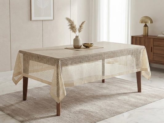 Elegance Beige Dot-weave Dining Table Cover (60*90 inches)