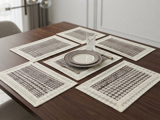Elegance Off White Dot-weave Table Mats (Set of 6)