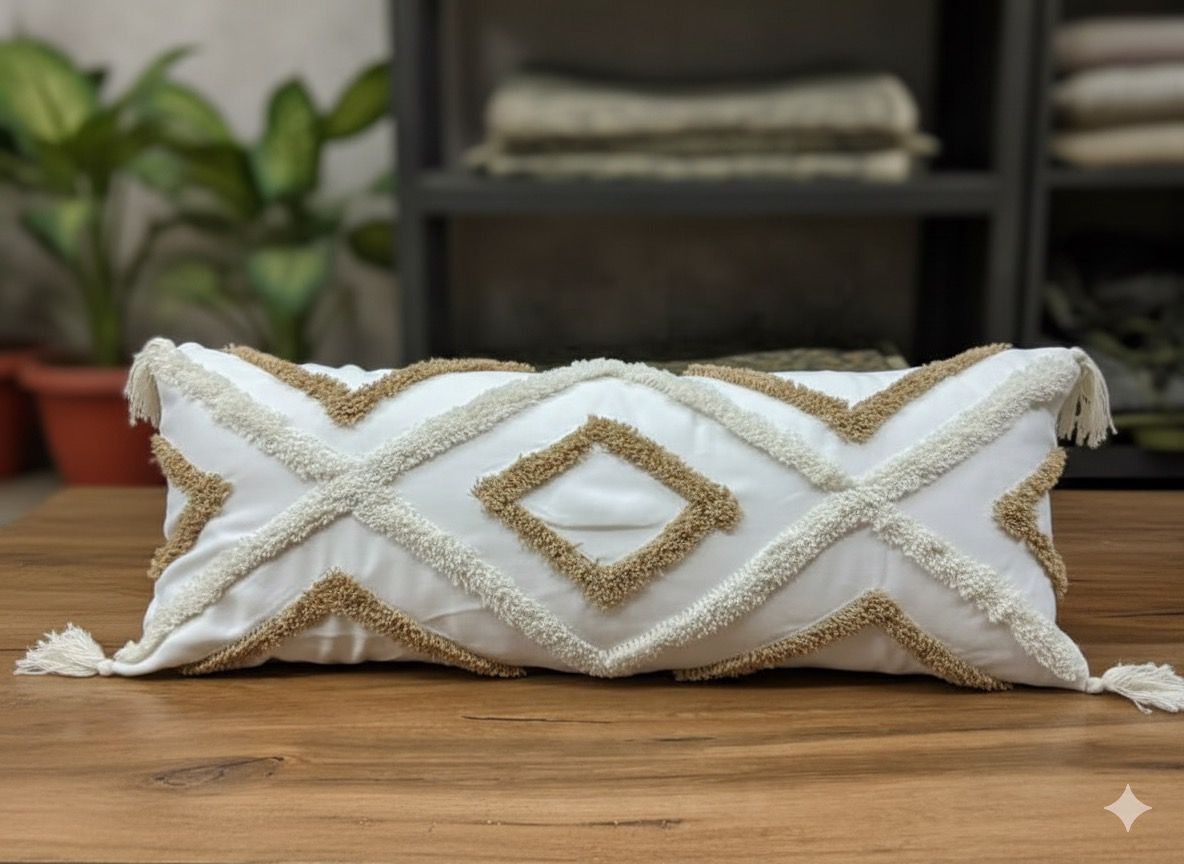 Beige Diamond Lumbar Cushion