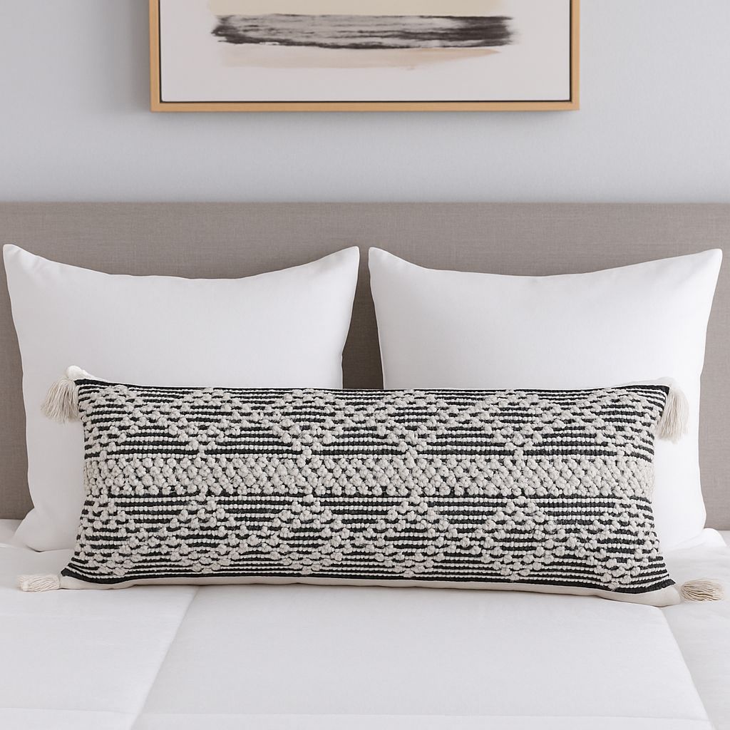 Black Boho Lumbar Cushion