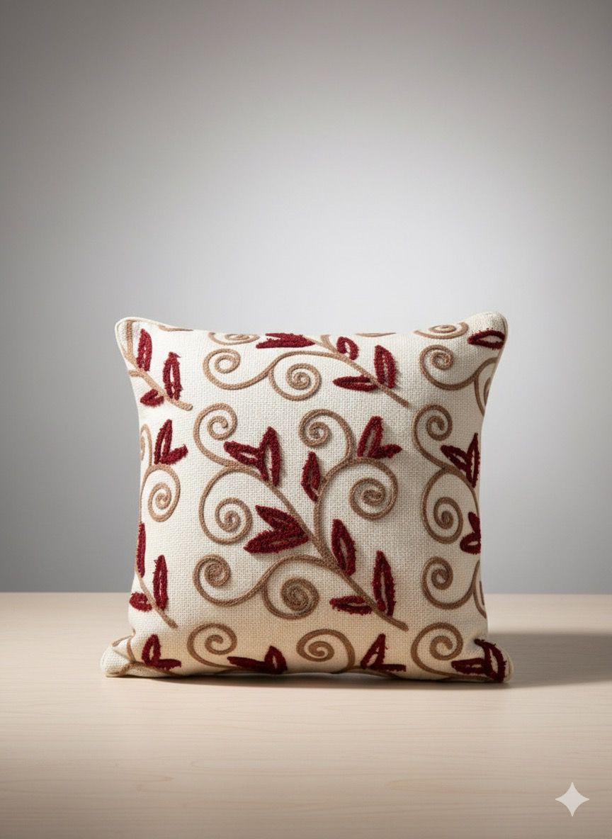 Maroon Embroidered Cushion