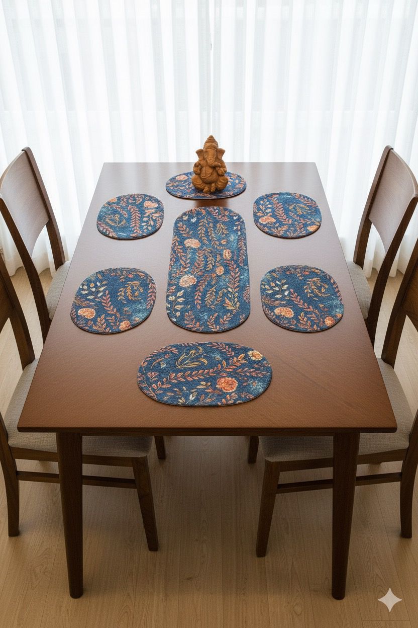 Floral Dining Set – 1 Table Runner and 6 Placemats