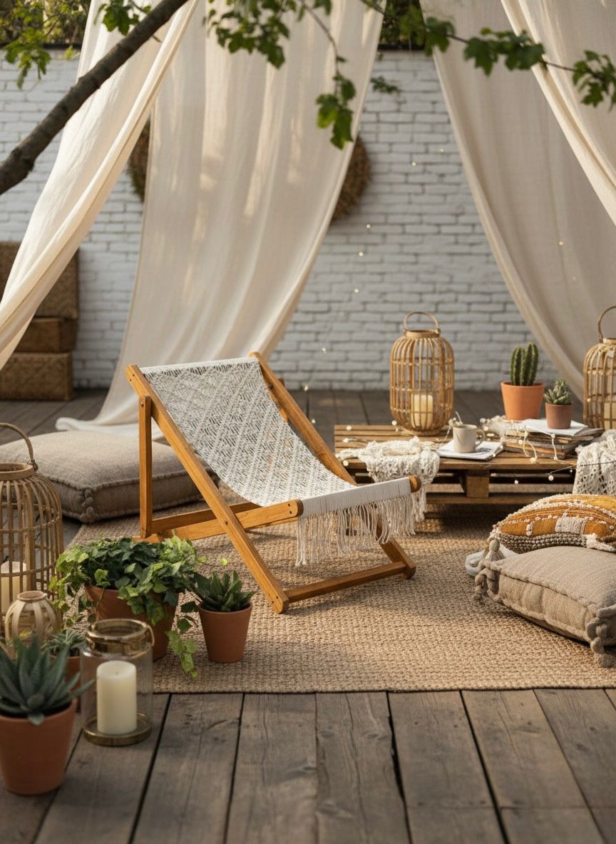 Natural White Macrame Relax Chair