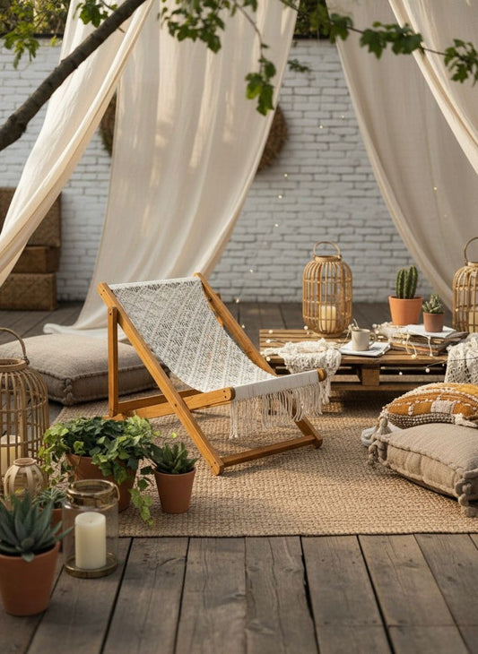 Natural White Macrame Relax Chair